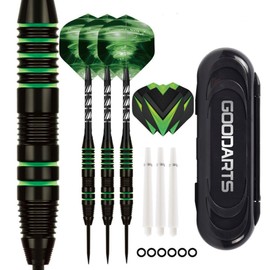 HRLORK 3 Packs Darts Set Professional Darts Set Steel Tip Darts Aluminum Shafts Darts Stems and Flights with 3 White Spare Shafts and Darts Case- Green