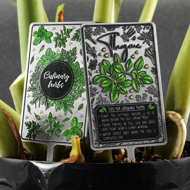 KADAX Signs for herbs, silver metal herb plugs, plant signs,