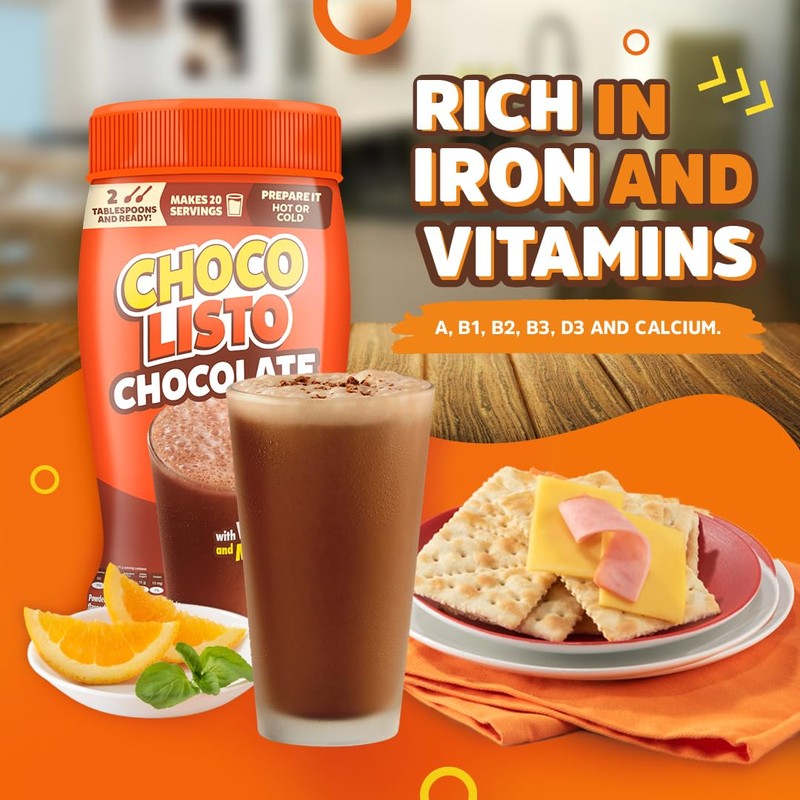 Chocolisto Instant Chocolate Drink, Nutritious Beverage with Vitamins and Minerals,