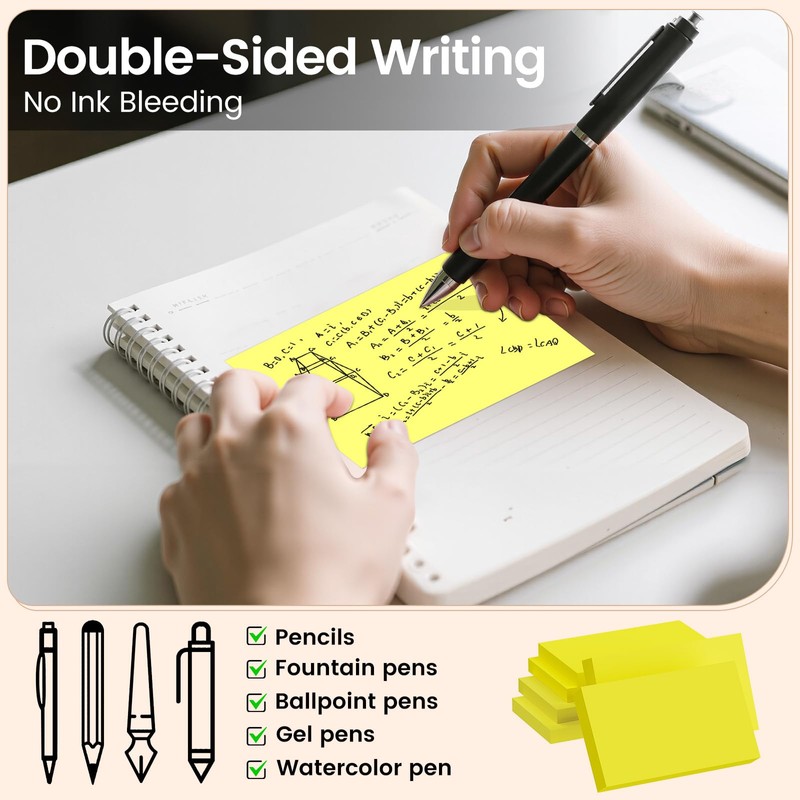 Index Cards 3x5 Inch, 300sheets, Flash Cards, Blank Yellow Note