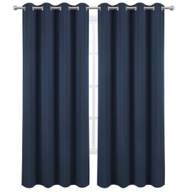 LEMOMO Navy Blue Blackout Curtains 52 x 84 inch/Set of 2 Curtain Panels Room Darkening Bedroom Curtains