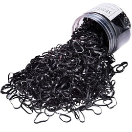 1000Pcs Black Hair Elastic Rubber Bands, MOIHSING No Damage Soft Baby Hair Ties Mini Small Ponytail Bands Stretch Elastics for Girls Women Braiding Hair Accessories with Box Package-STRONG & REUSEABLE
