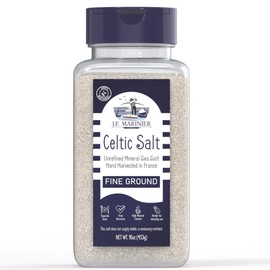 Le Marinier French Sea Salt Fine Ground, 1 lb - 16oz. Mineral Rich 100% Natural and Unrefined. Refillable Salt Shaker. Sea Salt Organic with Vital Minerals. Hand Harvested (1 lb Fine Ground)