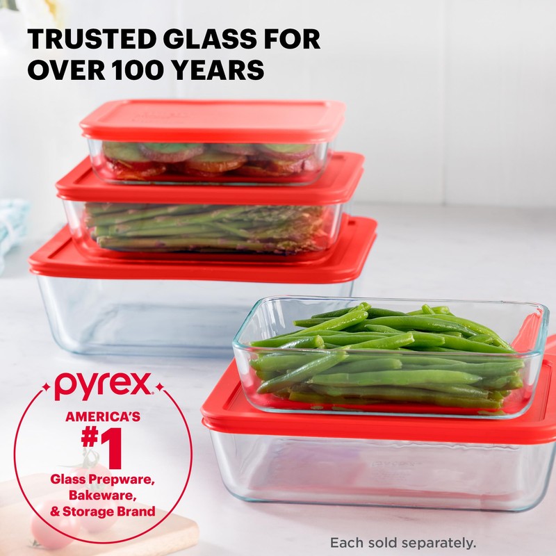 Pyrex Simply Store Glass Food Storage Container, Snug Fit Non-Toxic