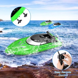 GarveeLife 2PACK RC Boat,Remote Control Boats for Kids and Adults,10km/H 2.4G High Speed Remote Control Boat,Fast RC Boats for Pools and Lakes with 4 Rechargeable Battery