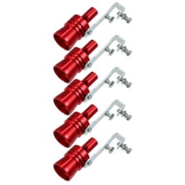 X AUTOHAUX 5pcs XL Size Aluminum Alloy Universal Turbo Sound Exhaust Muffler Pipe Whistle Car Roar Maker Red