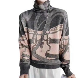 Neiman By Women's Knit, Fall and Winter, Chain Belt Pattern, Beautiful, Elegant, Sweater, Top, Pullover, Pink