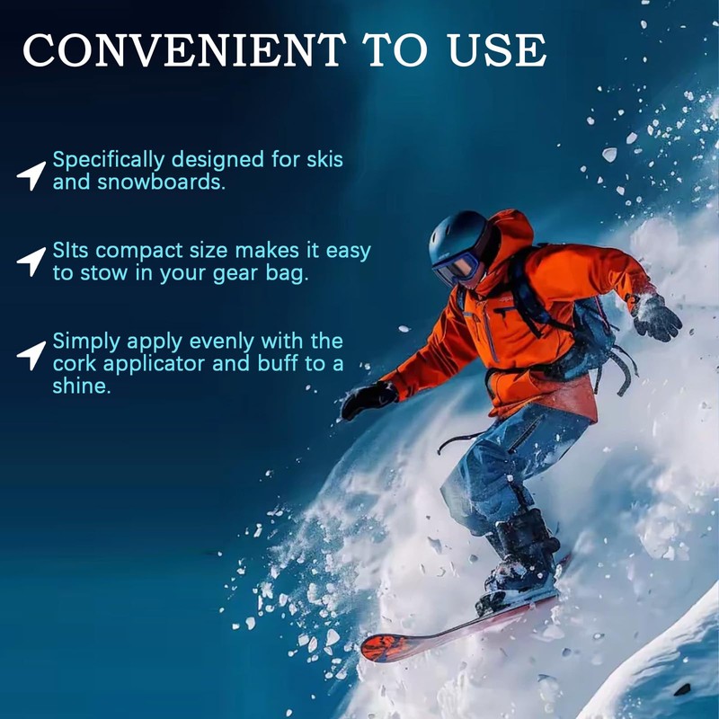 VKQ Rub-on Ski Snowboard Wax, 80g Universal, Easy Cork applicator,