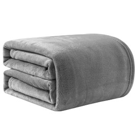 Good Nite Fleece Blanket Fluffy Throw Blankets 130x150cm Flannel Warm Soft Throw For Sofa Couch Bedspread (Grey, Single)