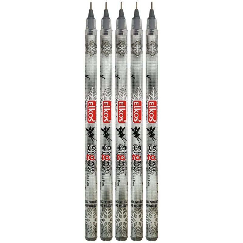 ELKOS BLACK Ballpoint Pens, 0.7mm Fine Point, Pack of 5,