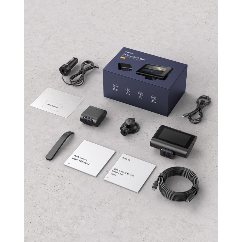 iZeeker Dash Cam Front and Rear 4K+1080P, WiFi GPS Car