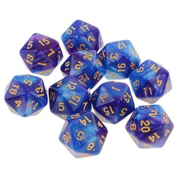 Yourandoll 10pcs Polyhedral Dice D20 Dice 20 Sided Dice for Table Games such as Dungeons and Dragons, DND, TRPG, MTG Dice and More (Blue Purple)