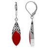 Silvershake 14x7mm Created Marquise Shape Red Coral 925 Sterling Silver