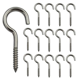 Megoto 15pcs 0.118-0.157 Inch 304 Stainless Steel Screw-in Hooks Eye Bolt Ceiling Hook Tapping Screw Hanger (Open Loop M3x40)