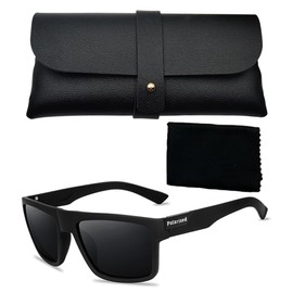 Polarized Sunglasses with Case, UV 400 Protection (Casual, Black B)