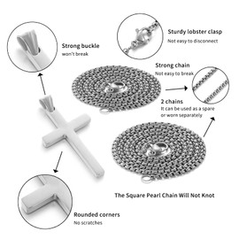 Stainless Steel Cross Necklace for men,Silver Cross Necklace for boys kids tiny Small Cross Pendant Necklace 20 inches Simple Jewelry thin cross chain for mens
