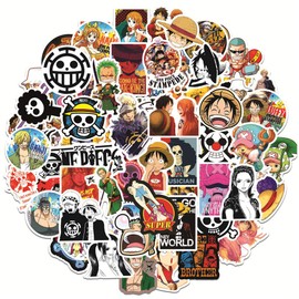 100 Pcs ONE Piece Anime Stickers for Laptop, Bumper, Skateboard, Water Bottles, Computer, Phone, Guitar, Cartoon Stickers for Kids Teens Adult