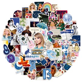 Taylor Swift 100 Sticker Set - with Midnights, Lover & Red Motifs - Includes Song Lyrics & Album Cover - Premium Vinyl Stickers for Fans