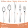 20 Pcs Silverware Set, Stainless Steel Flatware Set for 4,