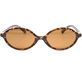 Teumire Retro Oval Sunglasses for Women Men Vintage 90s Sunglasses Trendy Fashion Sun Glasses Designer Shades(Leopard/Brown)