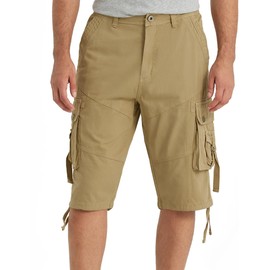 VOPOKER Mens Cargo Short Casual Cotton Twill Multi Pocket Classic Cargo Hiking Relaxed Fit Outdoor Work Hiking Shorts Khaki 40