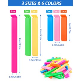 30 Stück Verschlussclips Caianwin 7/11/14 cm Verschlussklammern 6 Farben Tütenclips Wiederverwendbar Klammern Klipser für Tüten Frischhaltung und Lagerung von Lebensmitteln