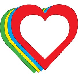 5.5” Open Heart Large Assorted Color Creative Cut-Outs, 31 Cut-Outs in a Pack for Kids’ Love and Peace School Craft Projects, Valentine’s Day Crafts