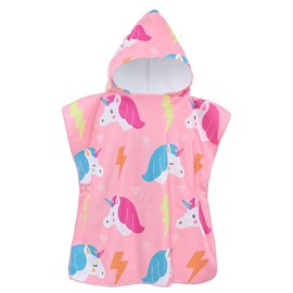 Toalla Baño de Playa con Capucha para Niños - Poncho Playa 100% Algodón Súper Suave y Absorbente, Gran Tamaño para Niños de 3 a 8 Años, Ideal Ducha, P