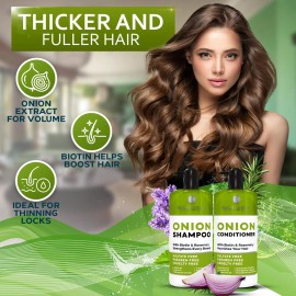 Bellisso UD_Onion Shampoo and Conditioner Set   With Rosemary and Biotin   Thickening Products for Women and Men   Volumizing Salon Grade