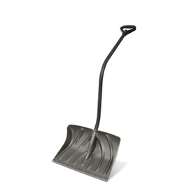 Suncast 18-inch Snow Shovel and Pusher Combo with Ergonomic Shaped Handle, Ideal for Driveways, Walkways, and Sidewalks, 52-inch Total Length, Black