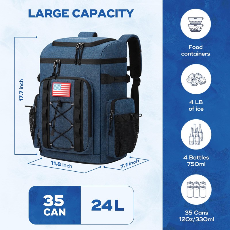 Maelstrom Backpack Cooler,Soft Lightweight Leakproof Cooler Backpack,35 Can Insulated Cooler