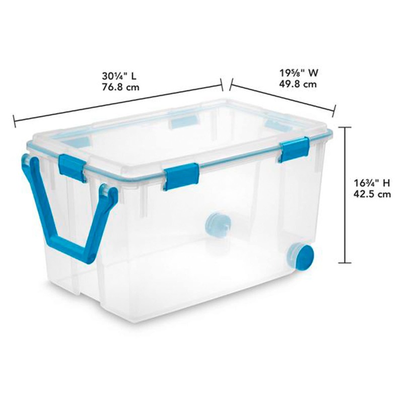Sterilite 120 Qt Wheeled Gasket Box, Stackable Storage Bin with