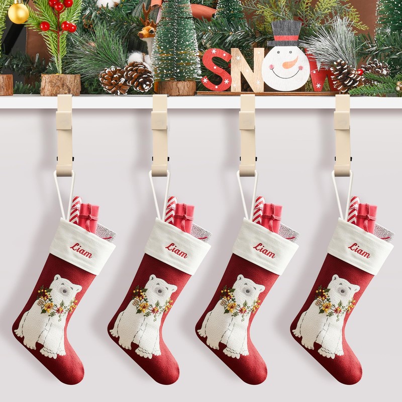 4 Pack Christmas Stocking and Garland Holders with 2 Hooks,