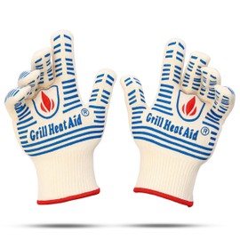 GRILL HEAT AID BBQ Grill Gloves Heat Proof for Grilling – Fireproof 1472°F Heat-Resistant Grill Mitts for Outdoor Barbecue and Smoker, Campfire, Fire Pit, Oven Glove with Fingers for Baking Pizza