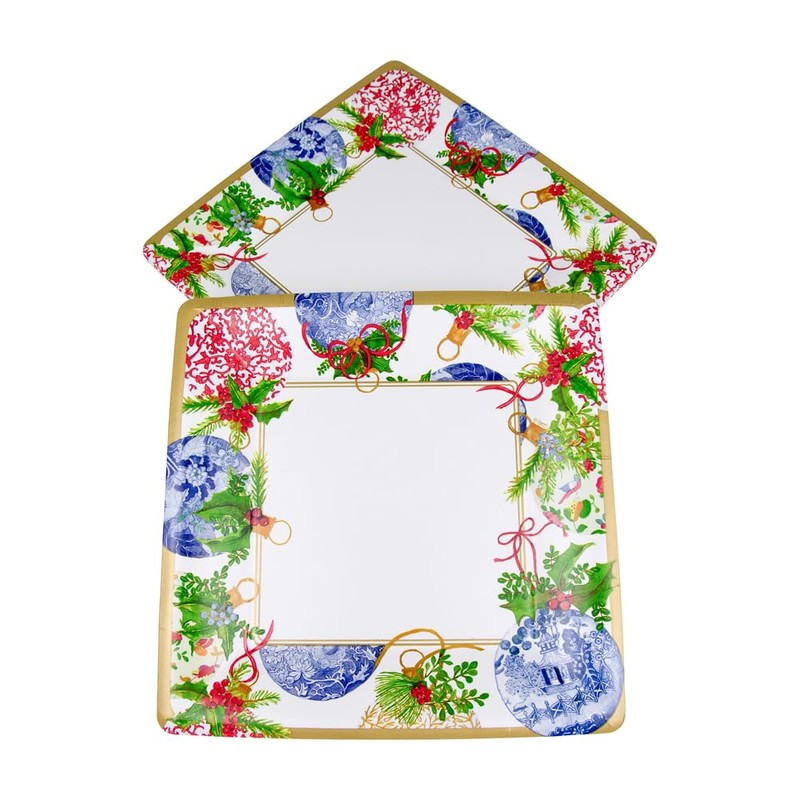 Caspari Porcelain Ornaments Paper Dinner Plates - 8 Per Package
