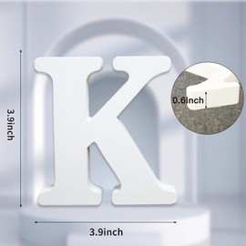 AOCEAN 4 Inch White Wood Letters Unfinished Wood Letters for Wall Decor Decorative Standing Letters Slices Sign Board Decoration for Craft Home Party Projects (K)