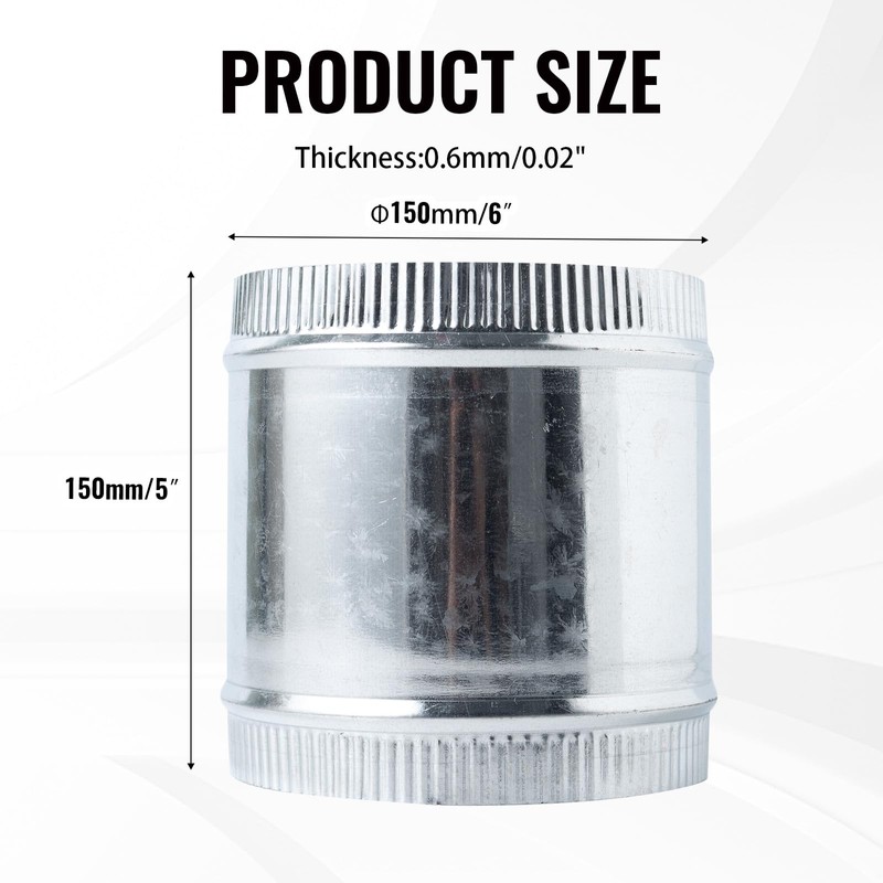 ZOWZEA 6 Inch Round Galvanized Steel Duct Connector - Metal