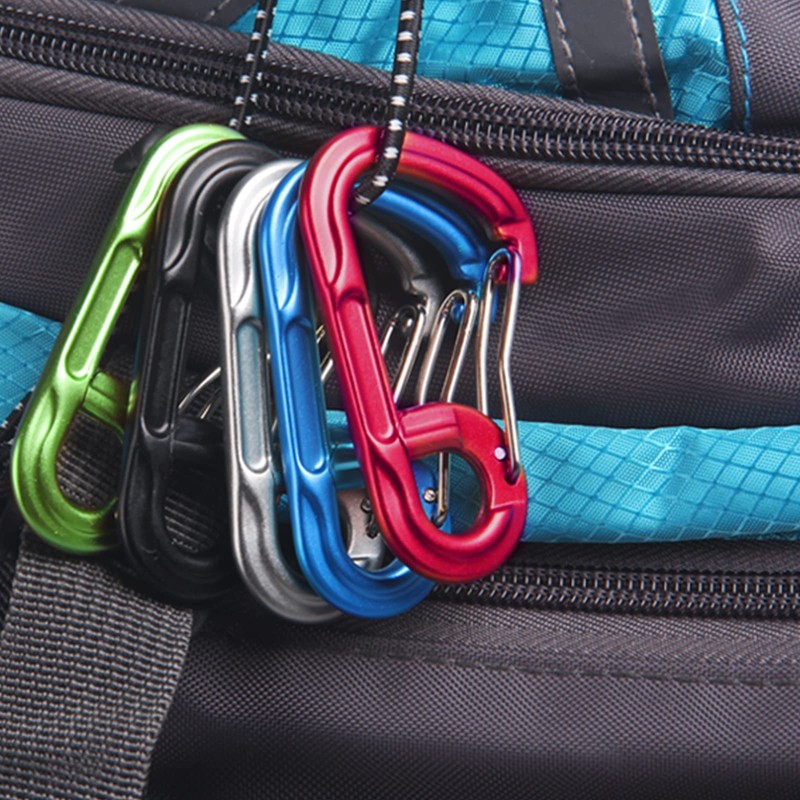 munkees 6 Shape Carabiner Aluminum Alloy 2 Pcs Black