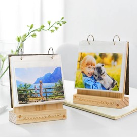 ZEEYUAN Desktop Photo Album 5x7 Picture Book Double Side Display Horizontal 5x7 Flip Photo Book on Stand Photo Collections for Tabletop 60 Pockets