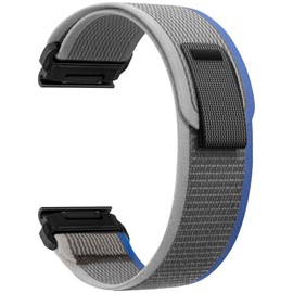 26mm Watch Bands for Garmin Fenix 8 51mm/7X/7X Pro/Fenix 6X Series/Fenix 5X Series/Tactix 7 pro, Quick Fit, Comfortable, Breathable, Nylon Sport Wristband Replacement Strap for Enduro 3 Blue&Grey
