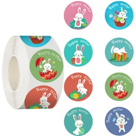 Easter Stickers,Easter Stickers for Gifts Eggs,1in 8 Types,500Pcs Per Roll