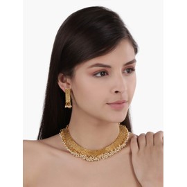 Aheli elegante fiesta de boda india Wear Faux Pearl Strand collar y aretes Set Ethnic Traditional Fashion Jewelry para mujeres