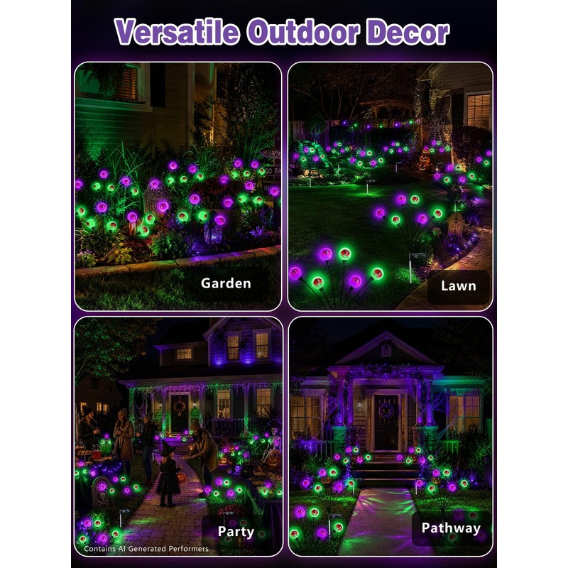 Solar Halloween Decorations Outdoor 2 Pack Eyeball Lights Purple and