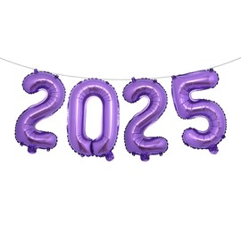 2025 Number Balloons 16 Inch Foil Balloons for New Year Party Anniversary Party Graduation Home Office Decoration (Purple 2025)