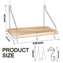 2-Pack Cubicle Shelf For Fabric Walls With Hooks：12x6.0in Wooden Cubicle Shelf Hanging Organizer Silver shelves for Accessories Office Stylish Ations cubical Decorations For Women Desk work storage