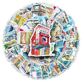 50 Packs Retro Street Shop Stickers Water Bottles Laptop Phone Computer Guitar Skateboard Hydroflasks Japanese Vinyl Sticker Waterproof Aesthetic Trendy Decals for Kids Teens Girls Adults