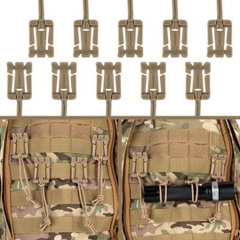 IronSeals 10 Pack Square Shape Tactical Gear Clip Molle Web Dominators for Outdoor Hydration Tube Backpack Straps Management