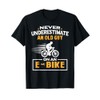 Never Underestimate An Old Guy On An E-Bike Biking T-Shirt