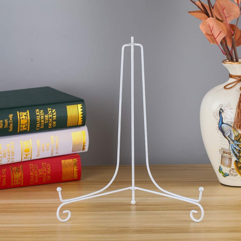 (2 Pack) 12" Iron Large Plate Stand, White Iron Easel