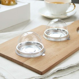 50 Set Clear Plastic Mini Cupcake Boxes Muffin Pod Dome Muffin Single Container Box Wedding Birthday Gifts Boxes Supplies (Sliver)